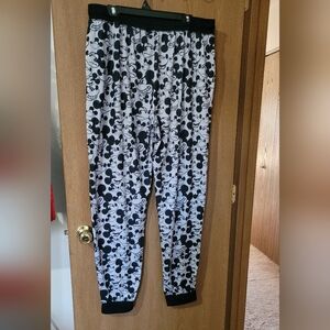 Disney Mickey Mouse Grey Black Pajama Pants  Men Size XXL Draw String